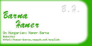 barna haner business card